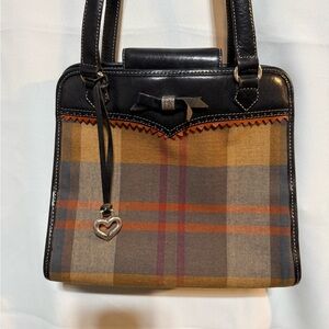Brighton Vintage Elegant Black and Brown Plaid Women's Shoulder Bag. EUC!!